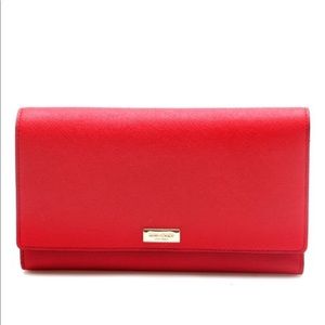 Kate Spade Pillbox Red Phoenix Newbury Lane Leather Wallet